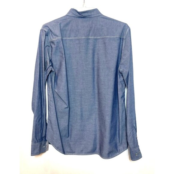 Weatherproof Vintage Denim Chambray Blue Button-Down Shirt Large - Picture 3 of 9